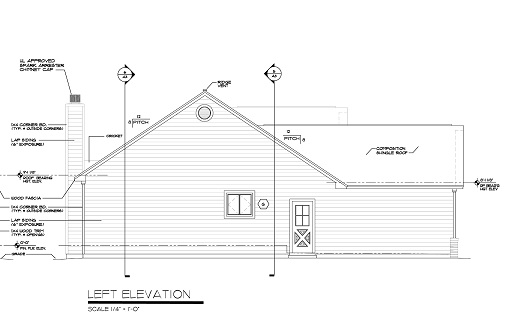 Home Plan Left Elevation of this 3-Bedroom,1636 Sq Ft Plan -131-1022