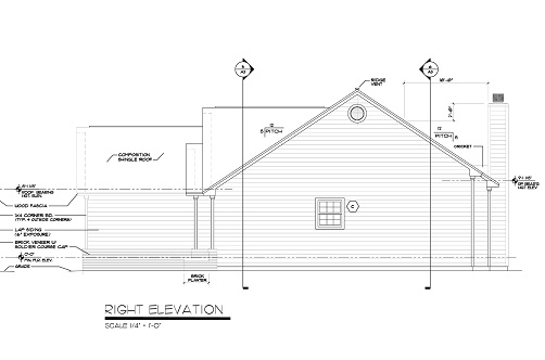 Home Plan Right Elevation of this 3-Bedroom,1636 Sq Ft Plan -131-1022