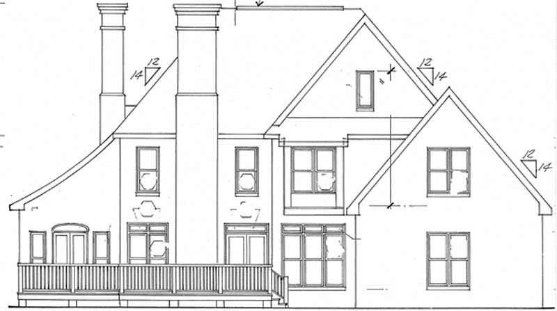 Home Plan Rear Elevation of this 1-Bedroom,2893 Sq Ft Plan -131-1023