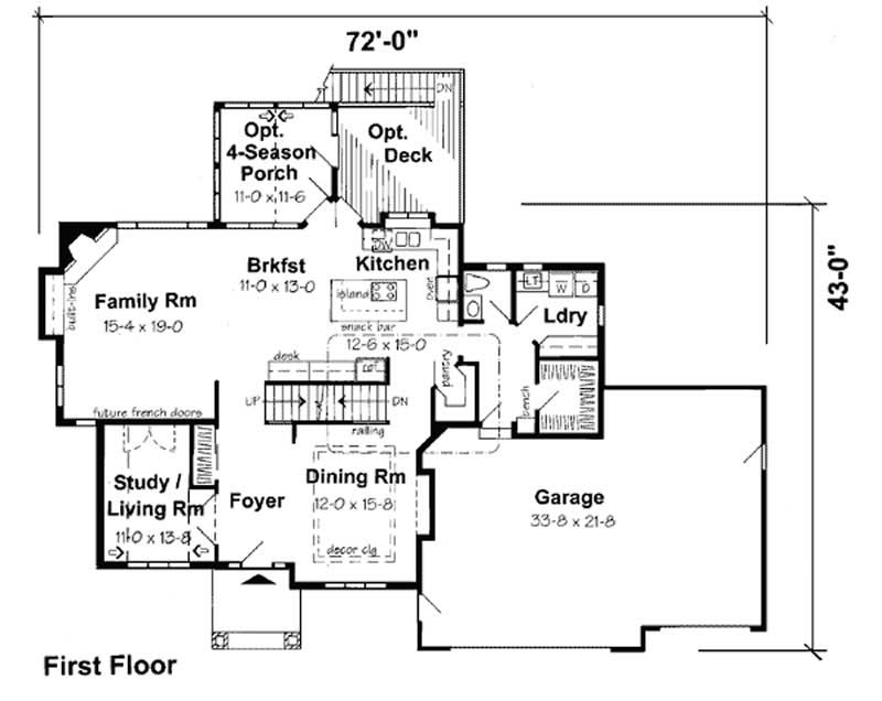 Floor Plan First Story of European Plan #131-1024