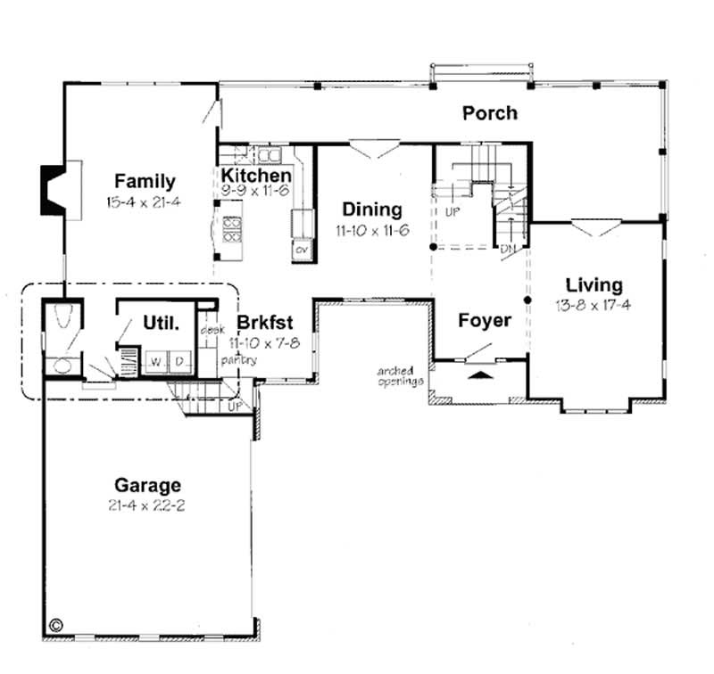 Floor Plan First Story of Traditional Plan #131-1025