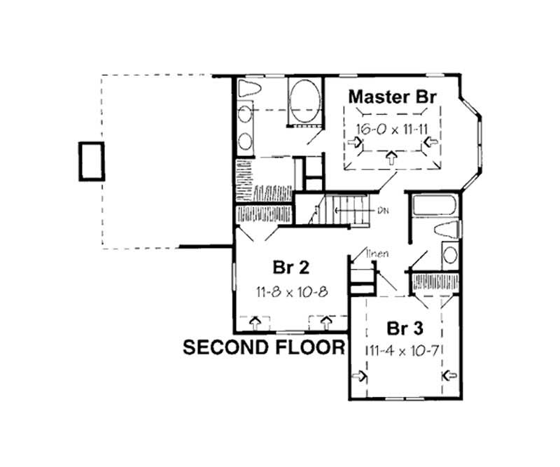 Floor Plan Second Story of Country Plan #131-1026
