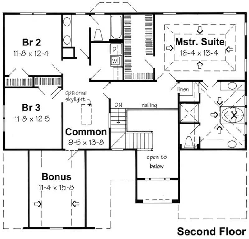 Floor Plan Second Story of European Plan #131-1027