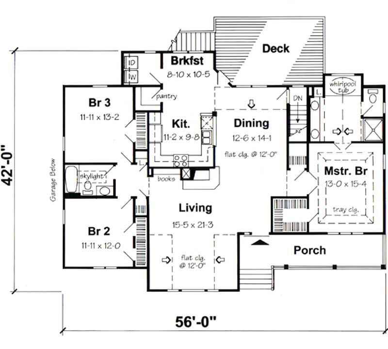 Floor Plan First Story of Country Plan #131-1028