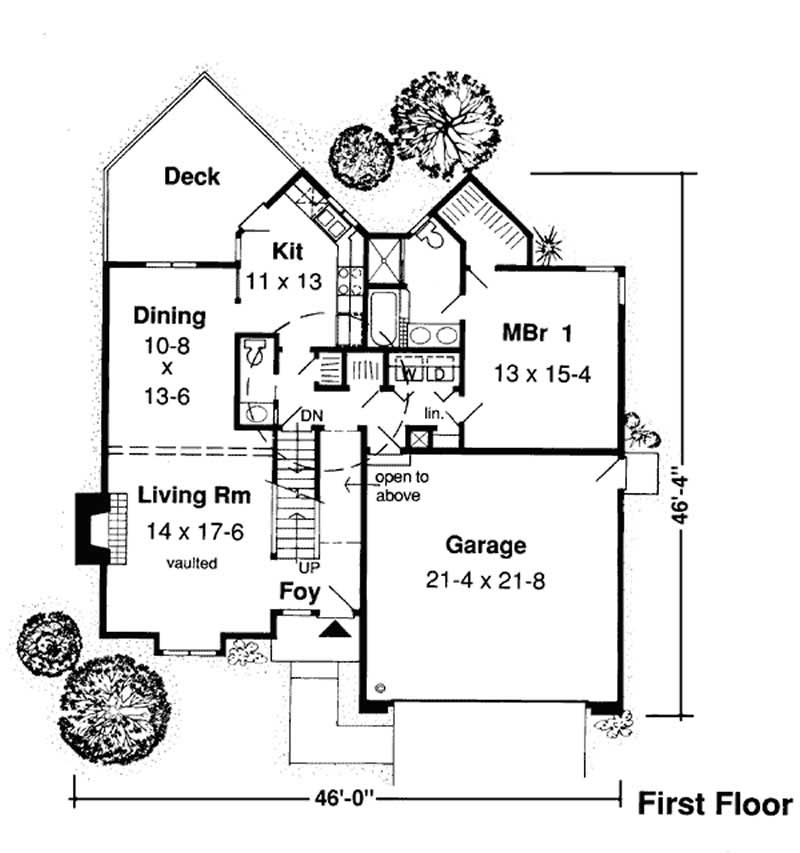 Floor Plan First Story of Contemporary Plan #131-1034