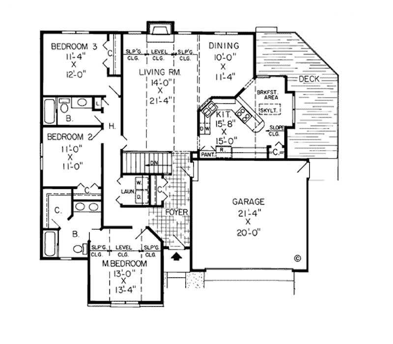 Floor Plan First Story of Small House Plans #131-1035
