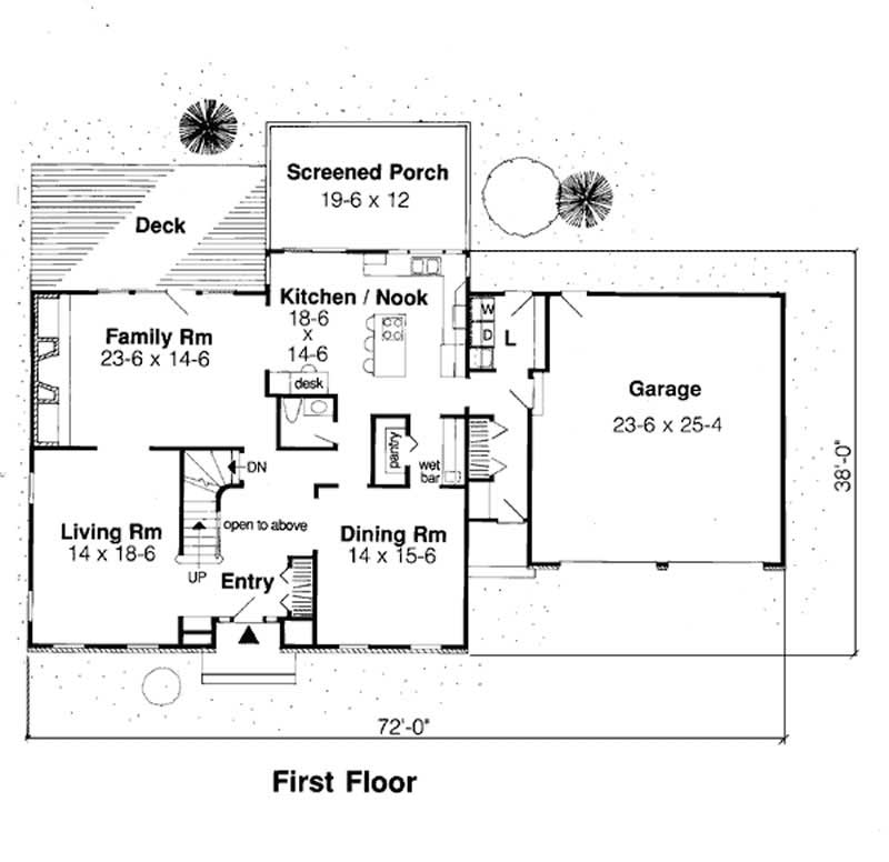 Floor Plan First Story of Georgian Plan #131-1036