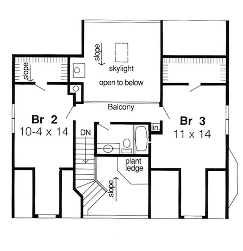 Floor Plan Second Story of Country Plan #131-1037