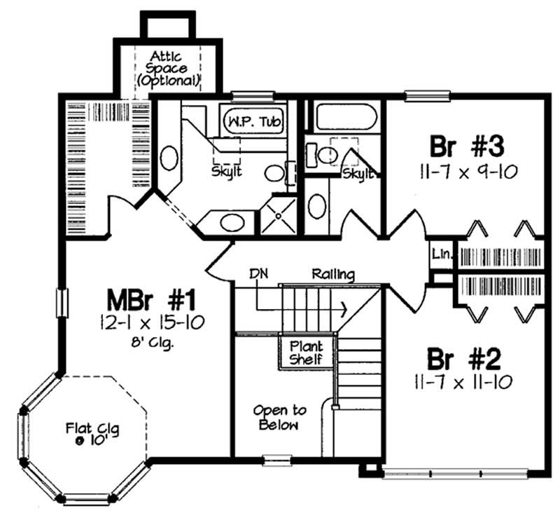 Floor Plan Second Story of Victorian Plan #131-1039