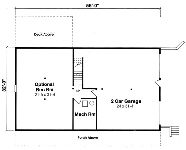Floor Plan Basement of Country Plan #131-1040