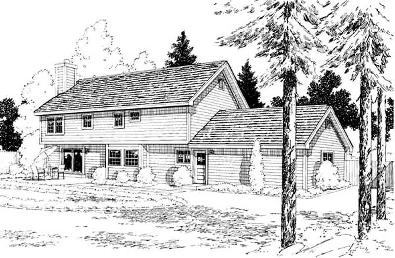 Home Plan Rear Elevation of this 4-Bedroom,2224 Sq Ft Plan -131-1044