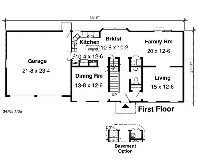 Floor Plan First Story of Colonial Plan #131-1044