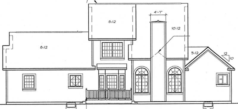 Home Plan Rear Elevation of this 3-Bedroom,2044 Sq Ft Plan -131-1045