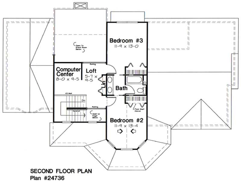 Floor Plan Second Story of Country Plan #131-1045