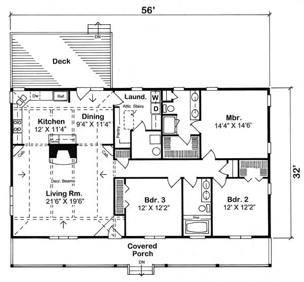 Floor Plan First Story of Country Plan #131-1047