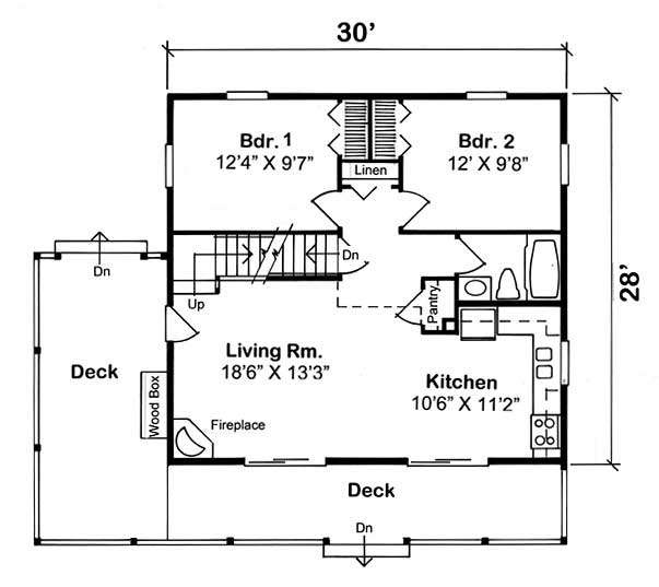 Floor Plan First Story of Log Cabin Plan #131-1049