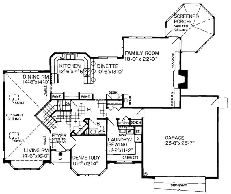 Floor Plan First Story of Contemporary Plan #131-1050