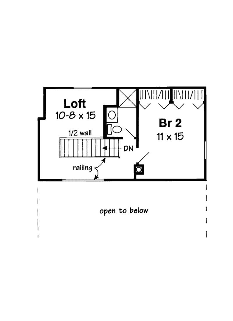 Floor Plan Second Story of Contemporary Plan #131-1051