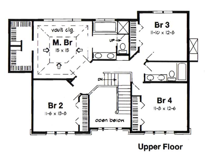 Floor Plan Second Story of Contemporary Plan #131-1055