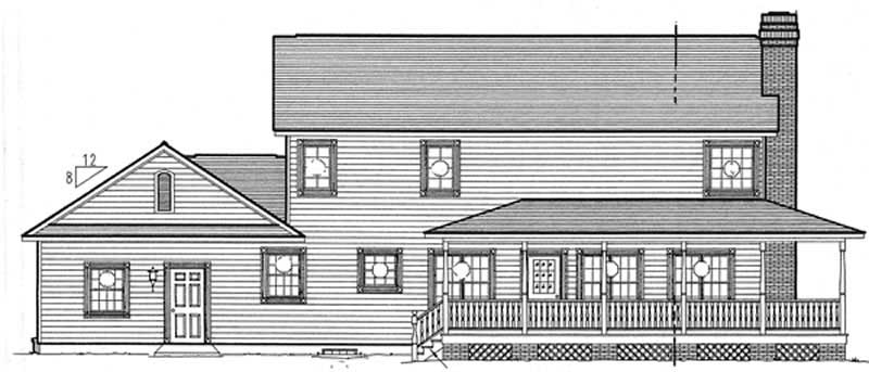 Home Plan Rear Elevation of this 3-Bedroom,2647 Sq Ft Plan -131-1057