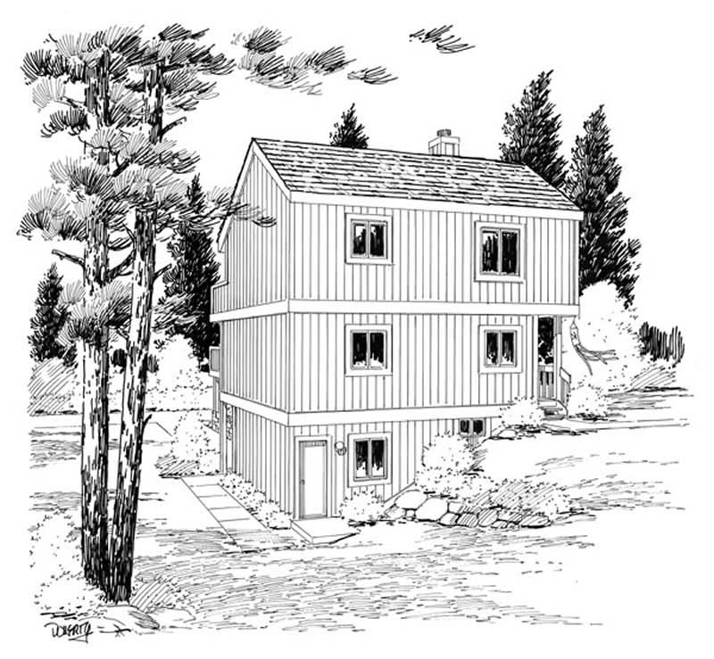 Home Plan Rear Elevation of this 3-Bedroom,1710 Sq Ft Plan -131-1059