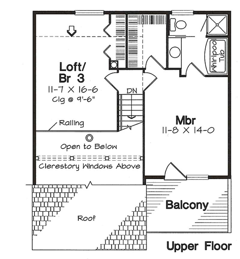 Floor Plan Second Story of Contemporary Plan #131-1059