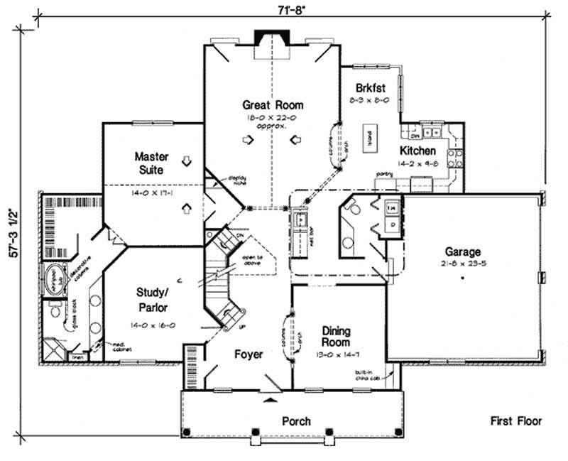 Floor Plan First Story of Cape Cod Plan #131-1063