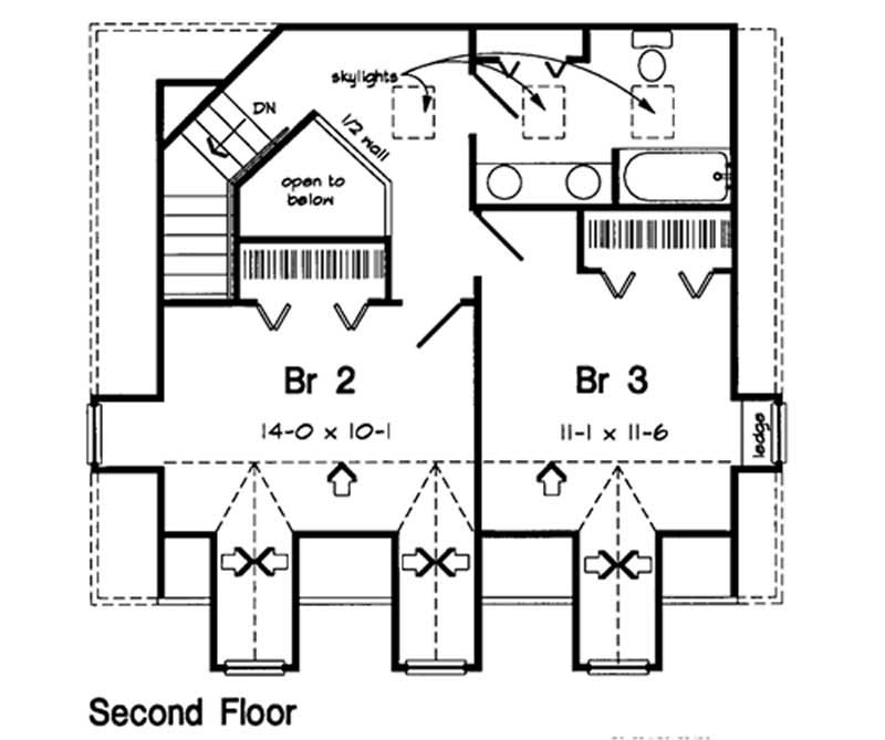 Floor Plan Second Story of Cape Cod Plan #131-1063