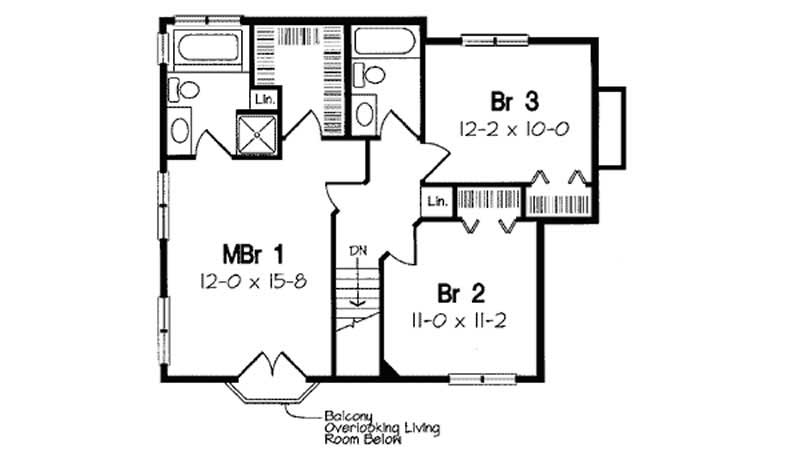 Floor Plan Second Story of Ranch Plan #131-1065