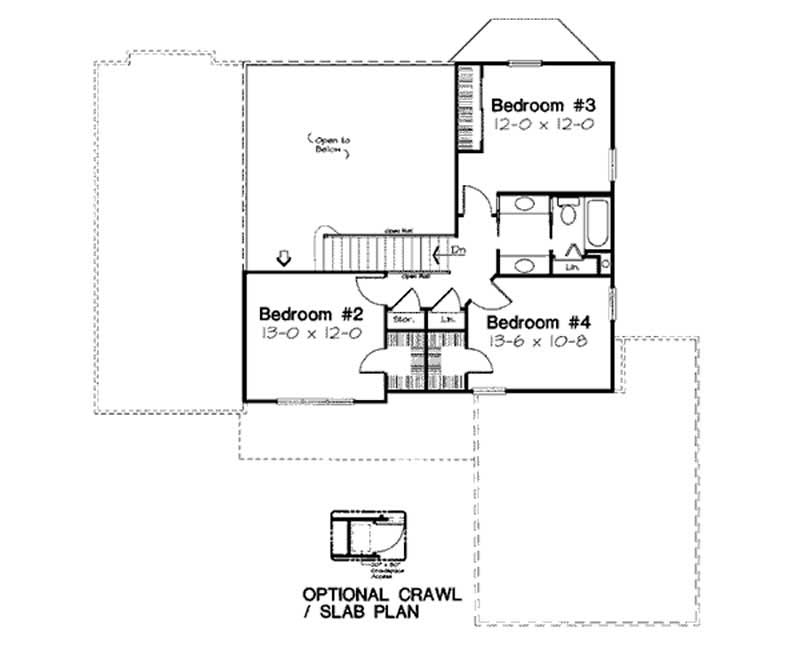 Floor Plan Second Story of Country Plan #131-1067