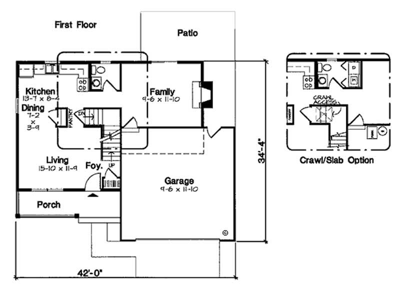 Floor Plan First Story of Cape Cod Plan #131-1068