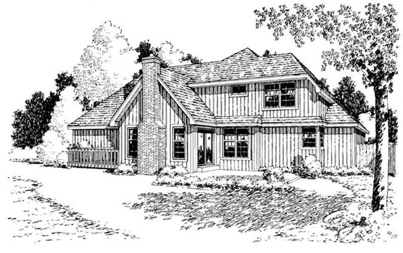 Home Plan Rear Elevation of this 4-Bedroom,2016 Sq Ft Plan -131-1069