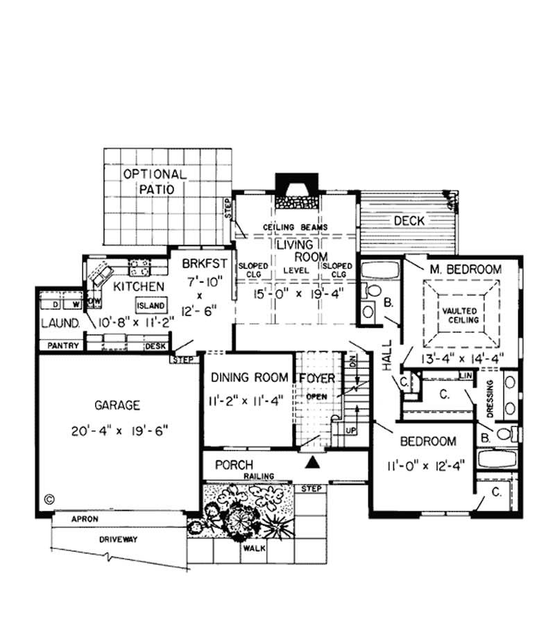 Floor Plan First Story of Country Plan #131-1069