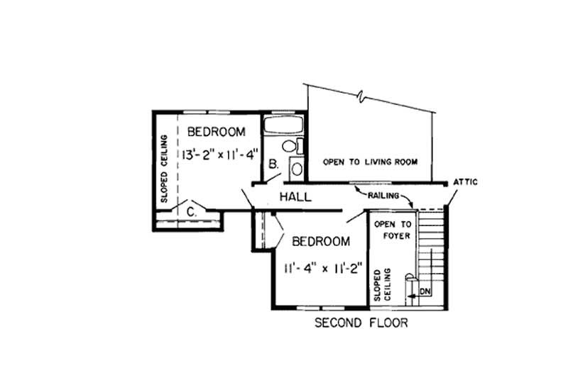 Floor Plan Second Story of Country Plan #131-1069