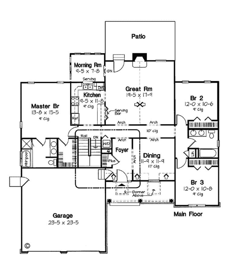 Floor Plan First Story of Cape Cod Plan #131-1070