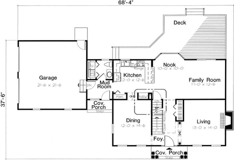Floor Plan First Story of Colonial Plan #131-1071