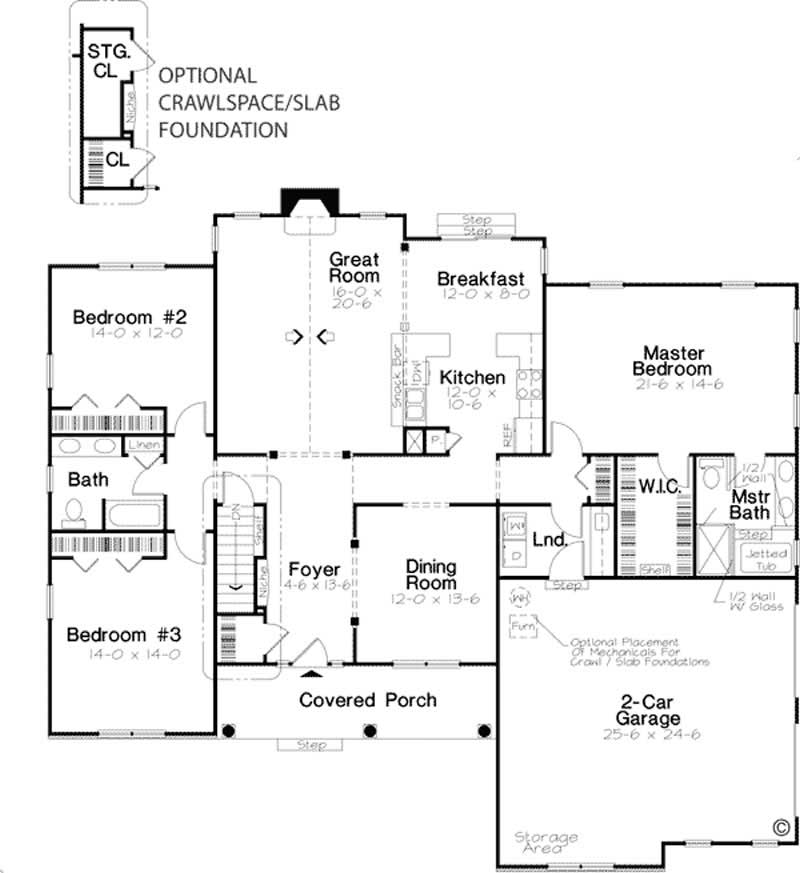 Floor Plan First Story of Country Plan #131-1073