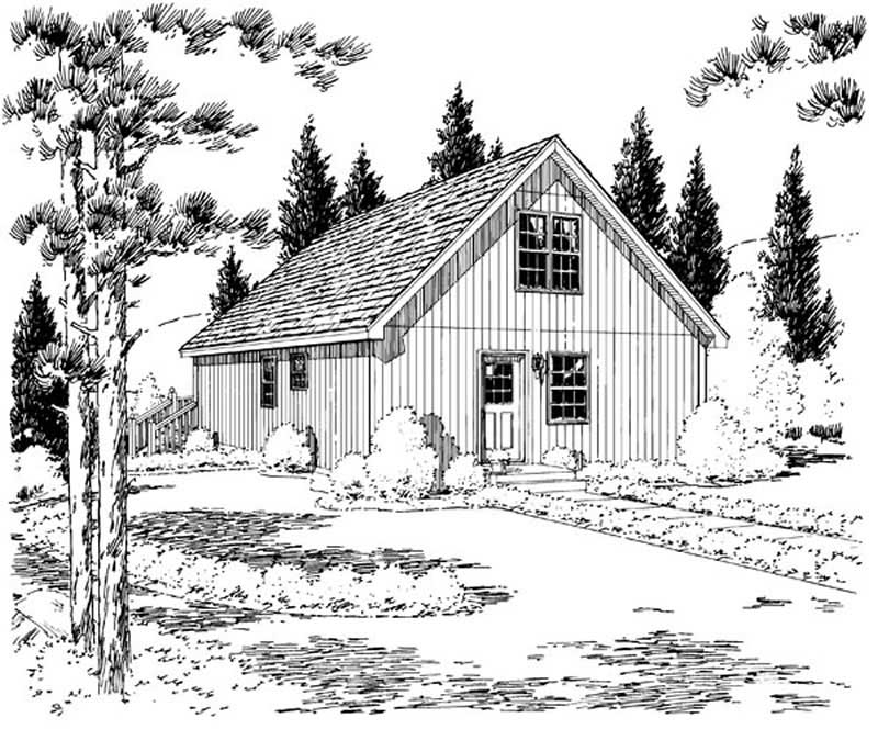 Home Plan Rear Elevation of this 2-Bedroom,1003 Sq Ft Plan -131-1075