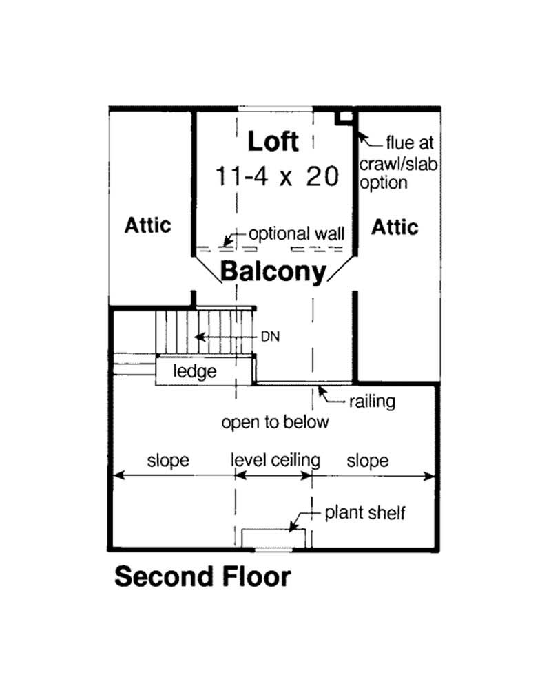 Floor Plan Second Story of Country Plan #131-1075