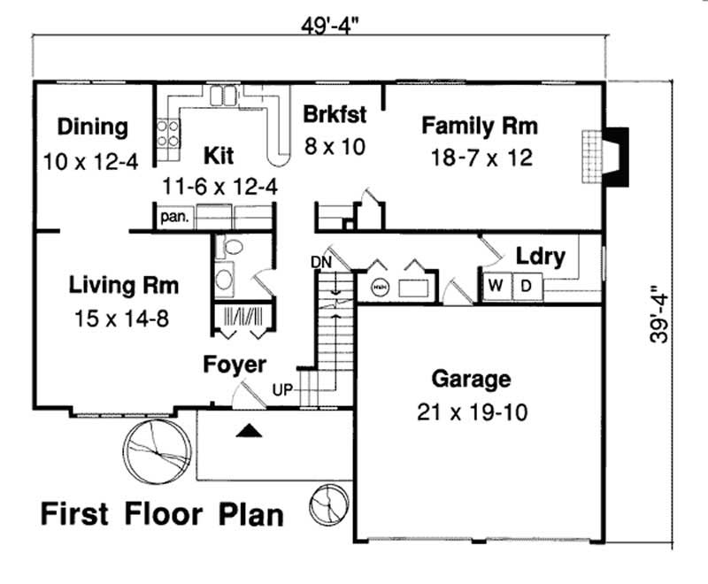 Floor Plan First Story of Ranch Plan #131-1080
