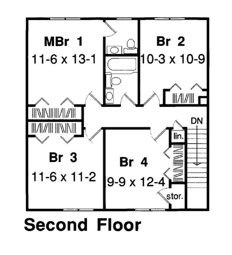 Floor Plan Second Story of Ranch Plan #131-1080