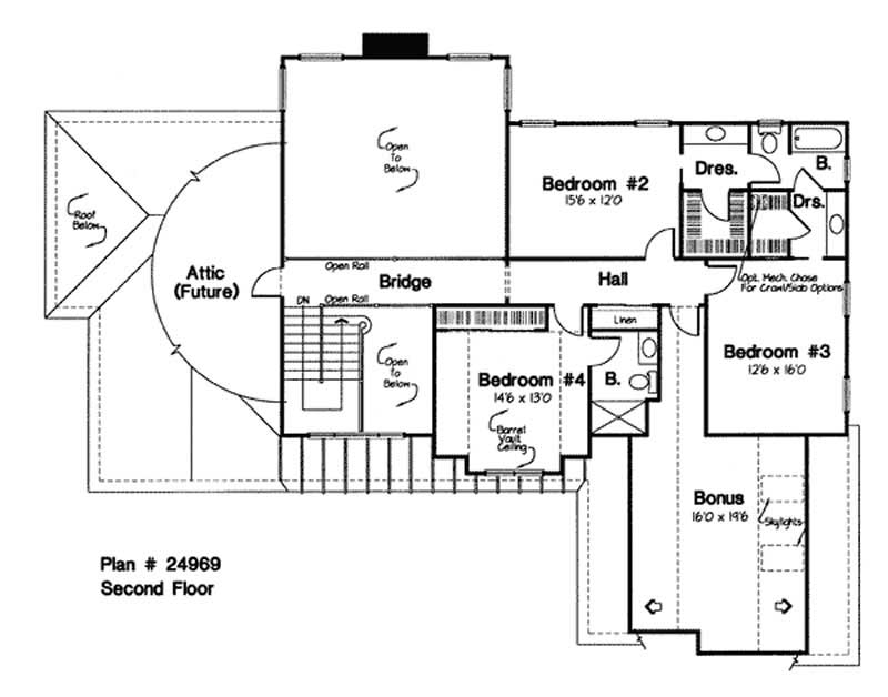 Floor Plan Second Story of European Plan #131-1081
