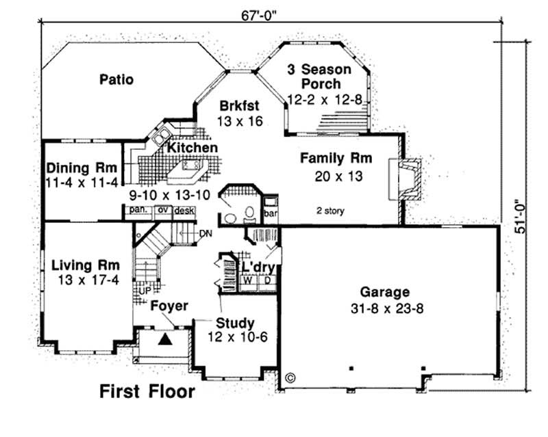 Floor Plan First Story of European Plan #131-1082