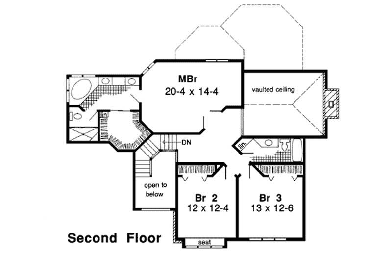 Floor Plan Second Story of European Plan #131-1082