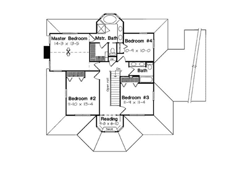 Floor Plan Second Story of Country Plan #131-1087