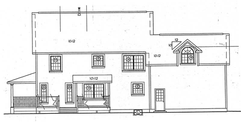 Home Plan Rear Elevation of this 4-Bedroom,2260 Sq Ft Plan -131-1088