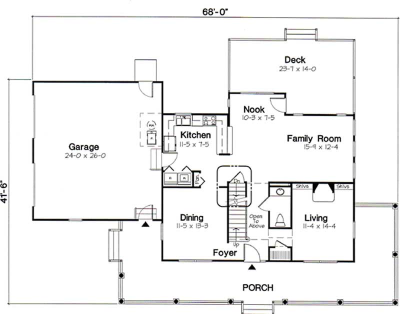 Floor Plan First Story of Country Plan #131-1088