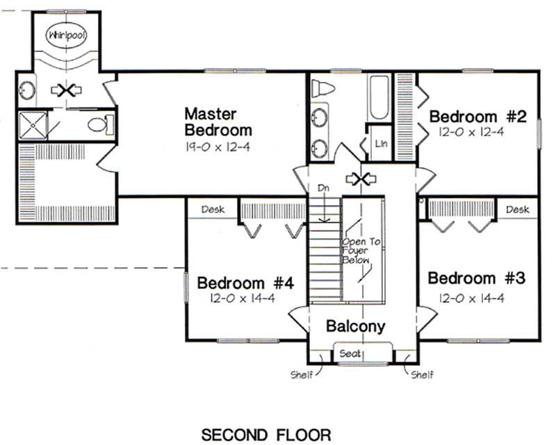 Floor Plan Second Story of Country Plan #131-1088