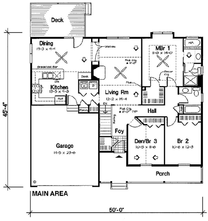 Floor Plan First Story of Country Plan #131-1089