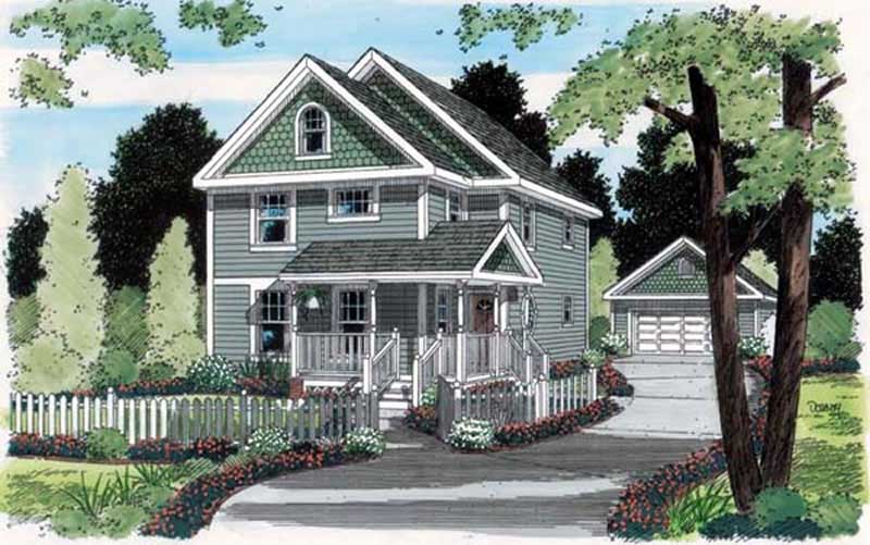 Front elevation of Bungalow home (ThePlanCollection: House Plan #131-1090)